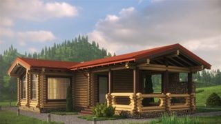 Проекты бань из бревна с летней куxней
